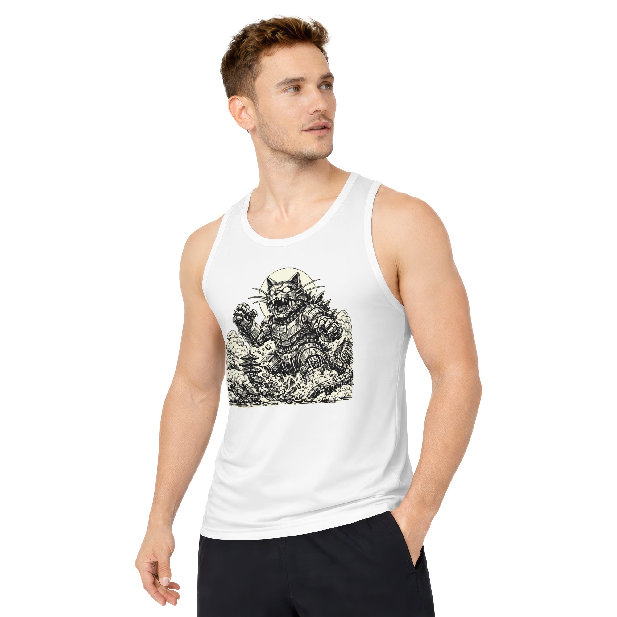 Inspira Paws Retro Futuristic Cat Sleeveless Tank Top