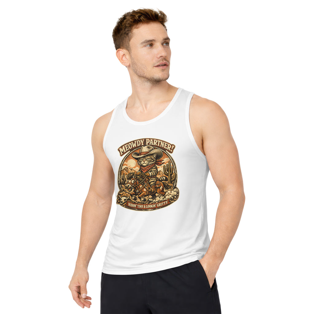 Inspira Paws Cowboy Cat Riding Horse Sleeveless Tank Top
